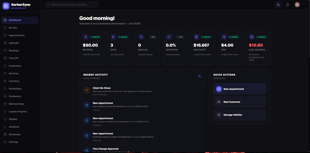 BarberSync Dashboard Preview